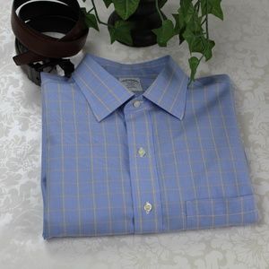 Brooks Brothers Blue / Yellow Dress Shirt XL NWOT